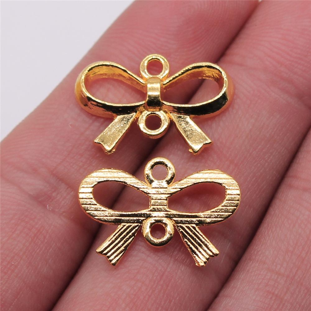 20pcs Bow Tie Connector Zinc Alloy Charm DIY Necklace Making Findings Handmade Tibetan Jewelry