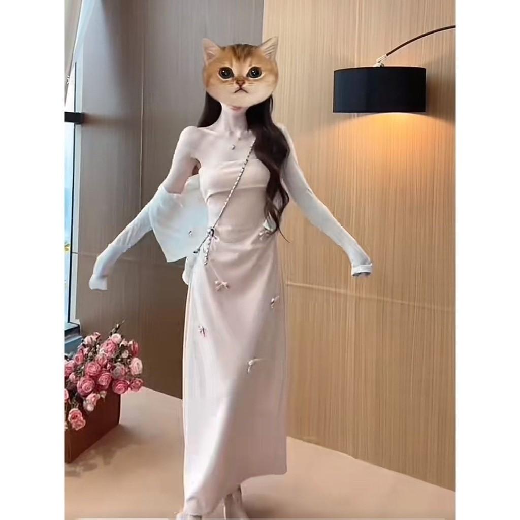 Polyester Butterfly Bow Sleeveless Dress For Summer Casual Womens Fashion