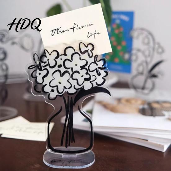 Invisible Clip Slot Holder Desk Memo Holder Acrylic Flower Vase Photo Display