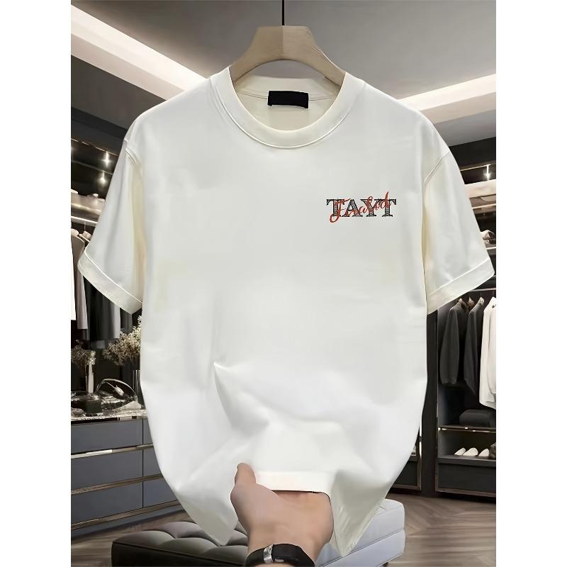 European sizes Cotton T-shirt, Men's Top - Line Letter "T" Shape | Men's Pattern Printed T-shirt | and Nostalgic