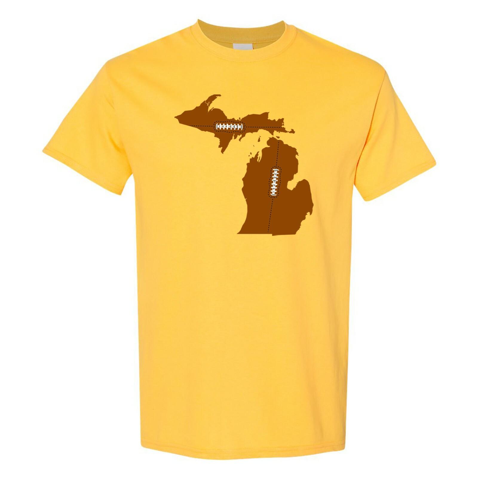 Michigan Football State Shape Hometown Pride T Shirt L