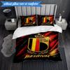 3PCS Belgium Football Crest Emblem Bedding Set 2D Printing (Includes 1 Duvet Cover + 2 Pillowcases Coreless), Bedroom decor,Fan gift