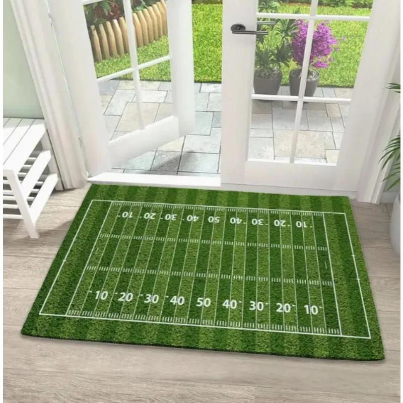 A Flannel Door Mat with A Football Field Pattern Rooms Front Doors Bedrooms Kitchens Corridors Laundry Rooms Interior Floor Ma