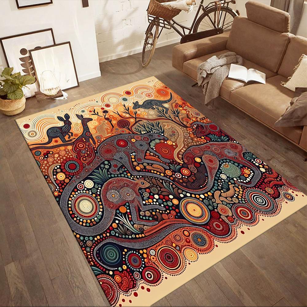 Tappetini da Pavimento con Animali dell'Arte Aborigena per Soggiorno, Camera da Letto e Decorazione della Stanza Sono Adatti per Regali.
