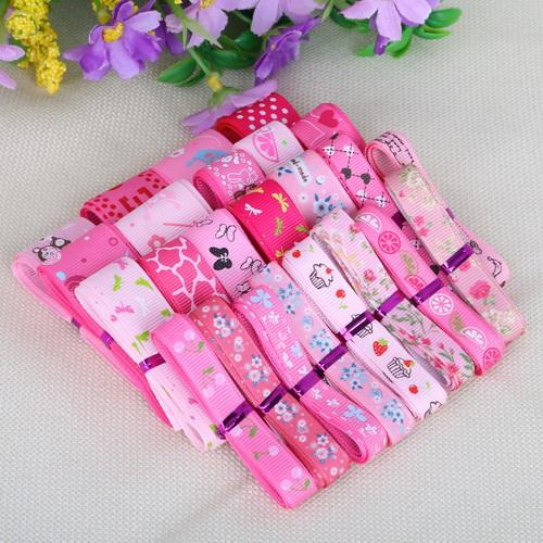 Mix 12Yards Grosgrain Satin Ribbon Cartoon Tape Colorful for Wedding Party Christmas Decoration DIY Sewing Gift Accessory Craft