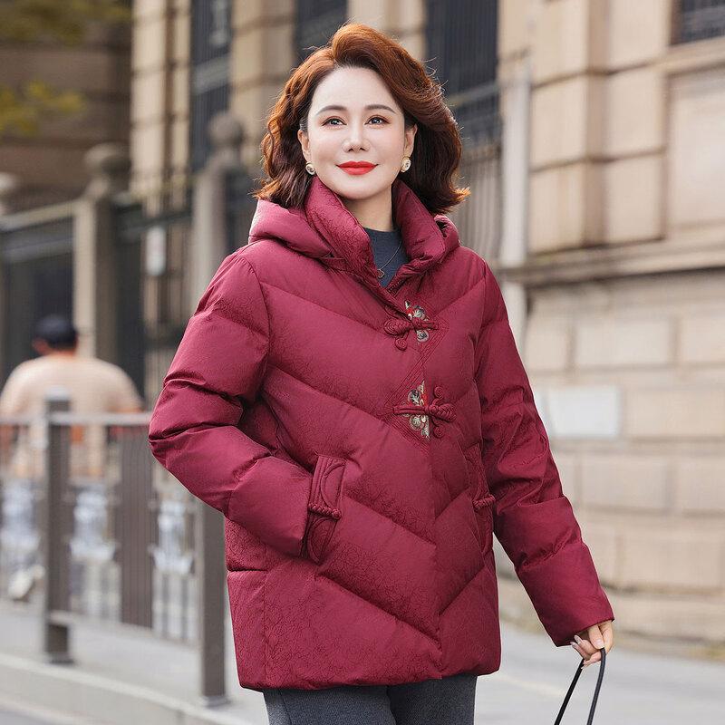 Yaya Damen Mittellange Daunenjacke mit Kapuze