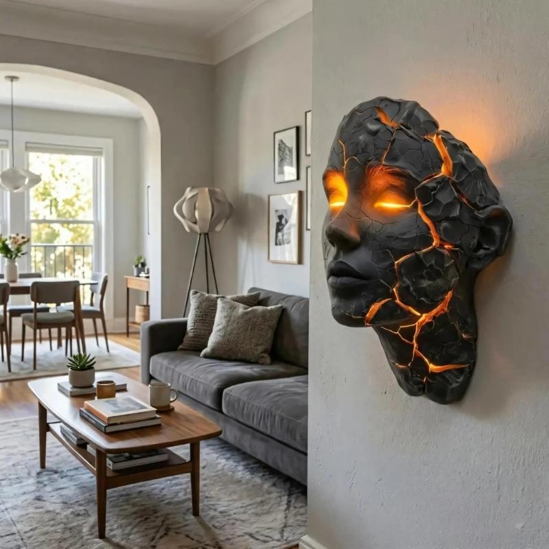 Wall Lamp Plastic Construction Soft Illumination Cracked Souls Design Ideal For Bedrooms Hallways Offices Decorative Lamp