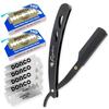 Kazakiri Single Edge Shavette Style Razor for Men, 20 Blades 40 Edges Included, Beard and Face Grooming, Black