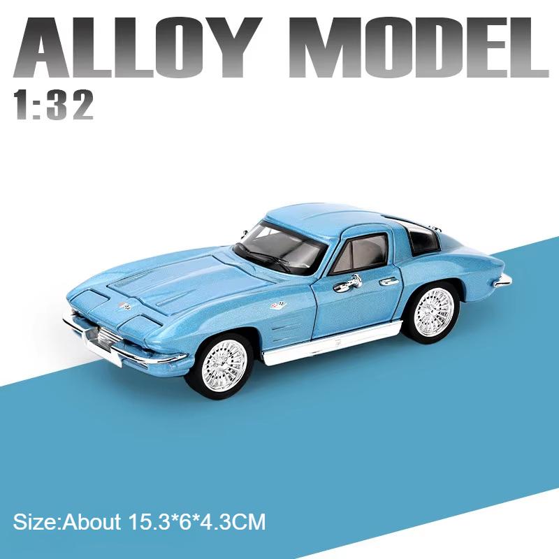 Scale 1:32 C2 Camaro Car Model Toy Metal Body Rubber Tires Sound Light Pull Back Simulation Models Toys for Kids' Edutainment