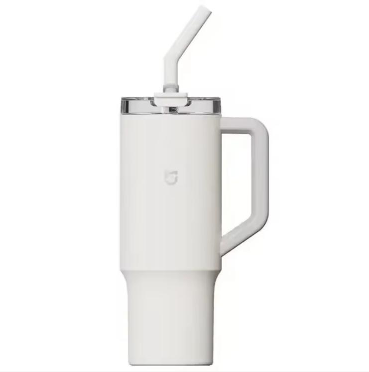 New Xiaomi Mijia Straw Cup 316L Stainless Steel Thermos Cup 1L Handle Large Capacity Portable Sports Kettle Car Travel Cup
