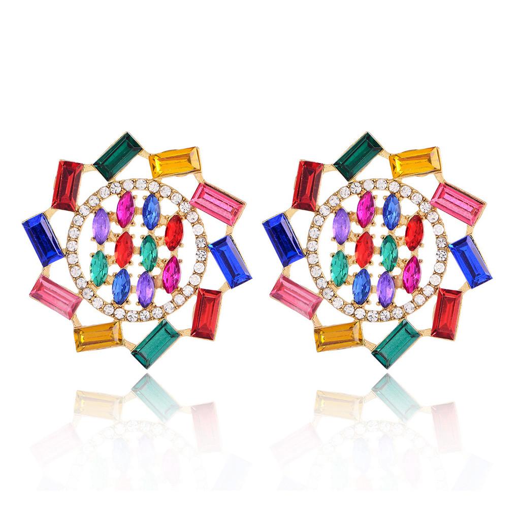 Fashion Ladies Flower Earrings With Alloy And Diamond Accents For Evening Wear