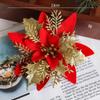 5pcs 14.5cm Glitter Artifical Christmas Flowers Mreey Christmas Tree Decoration Happy New Year Ornaments Xmas Fake Flowers Natal