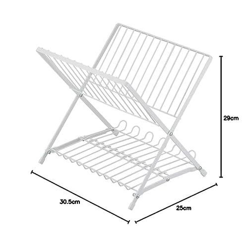 Wahei Phrases Large Capacity Dish Stand for Standing Plates Upright and Neat Dish Stand Large Plate Medium Plate Small Plate Drainer Storage Blancs RG