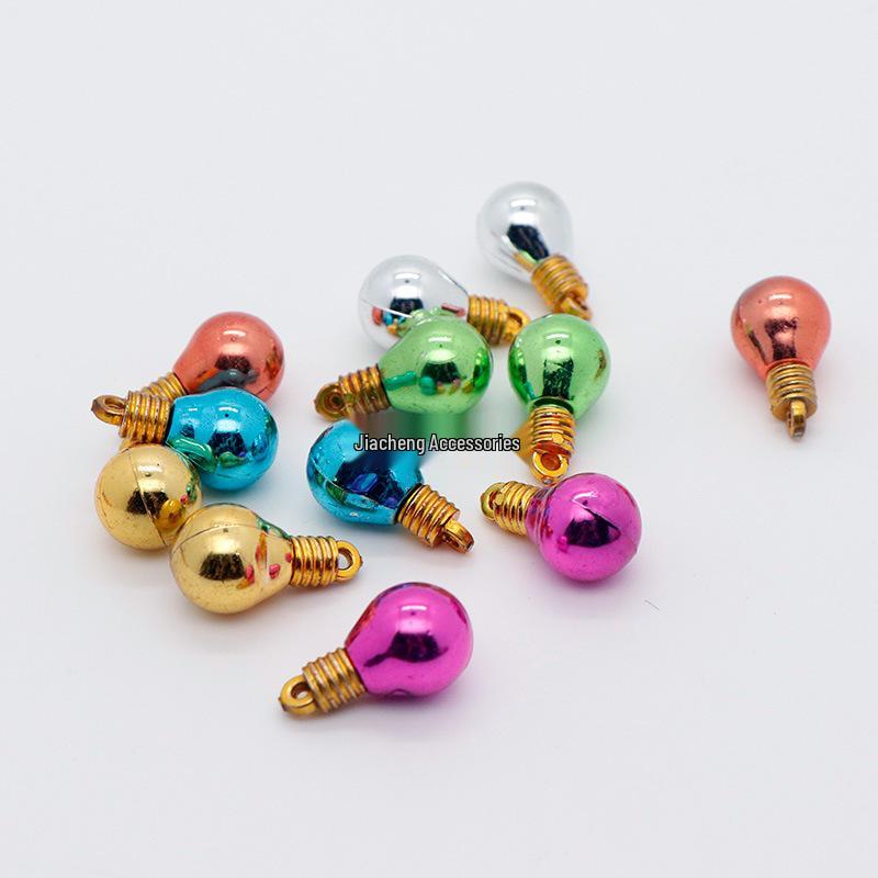 Colorful Round Plastic Light Bulb Beads for Christmas Decoration, DIY Accessories 1.3x2.2cm