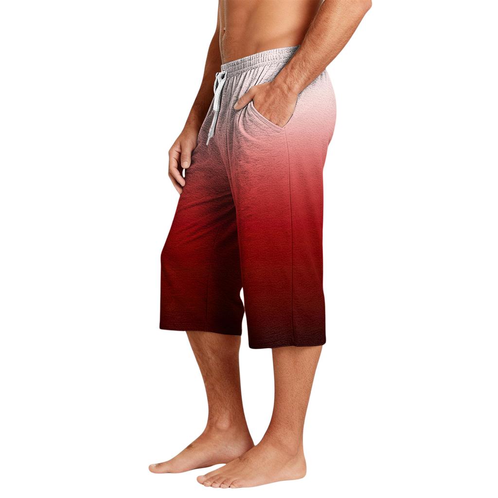 Men's Casual Drawstring Cropped Shorts