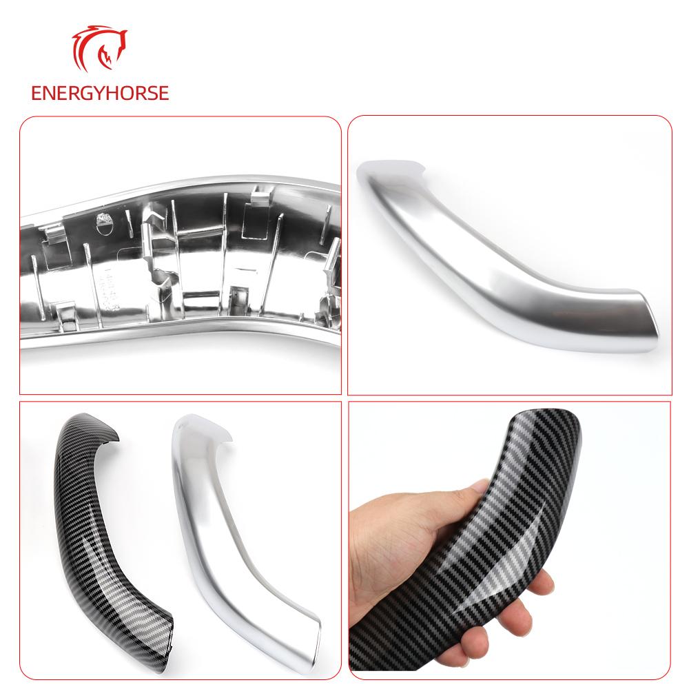 Carbon Fiber Chrome Car Interior Door Pull Handle Cover Trim Replacement For BMW X1 X2 F48 F49 F39