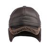 Hat Men's Winter Ear Protectors Neck Protectors Warm Middle-aged Elderly People's Cap Pu Leather Windproof Cold-proof Velvet Baseball Cap