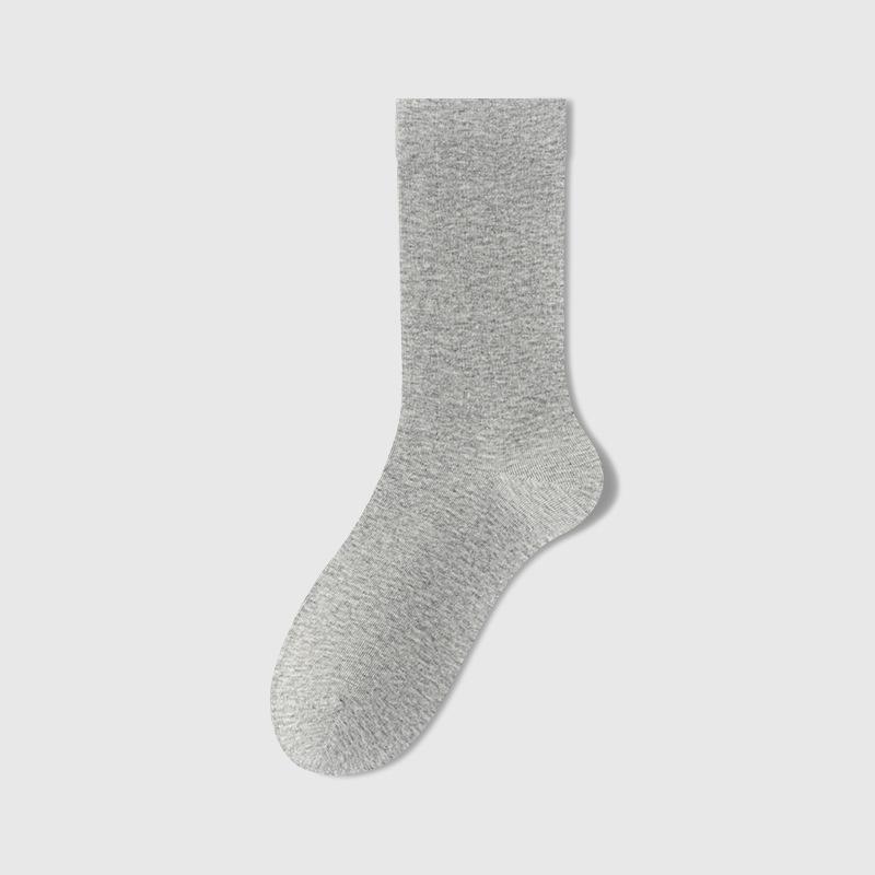 Women's Autumn and Winter Pure Cotton Thick White Mid-calf Socks, Antibacterial, Deodorizing, Sweat-absorbing and Breathable Long Calf Socks