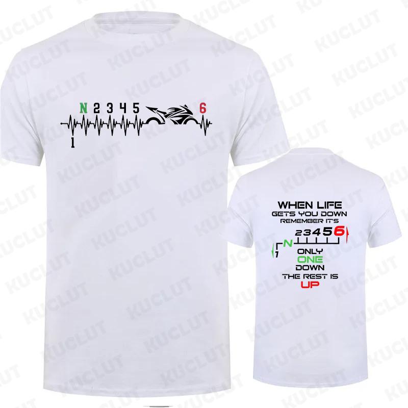 1N23456 Motorcycle Gear Biker Heartbeat Graphic Print T Shirt Men T-Shirts Summer Men's T Shirt Clothing Oversized Men Tshirt