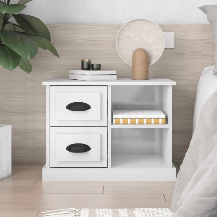 VidaXL Table de chevet blanc brillant 60x35,5x45 cm 816370