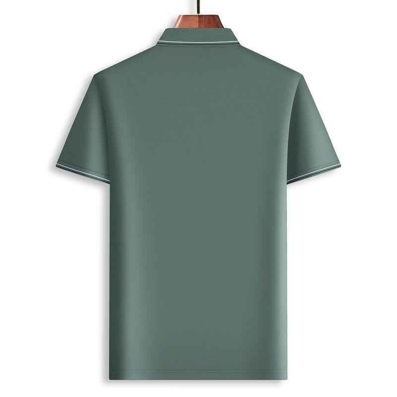 Caesar Men's Cooling Silk Blend Jacquard Polo T-Shirt