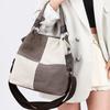 Women's Canvas Bag Stitching Contrast Color Tote Fashion Style Handbag Shoulder Bag Retro Crossbody Bag Women's Big Bag