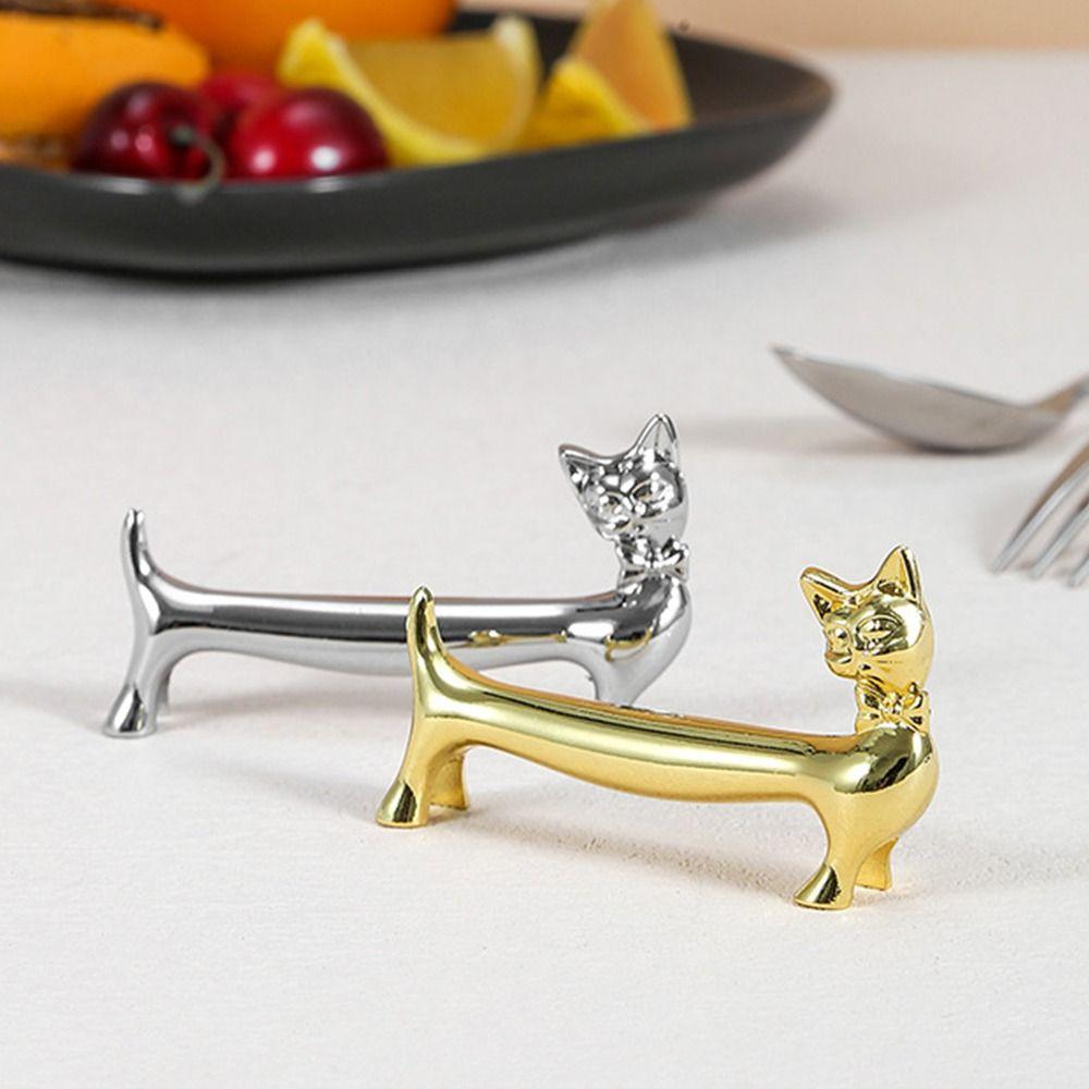 1Pcs Zinc Alloy Chopsticks Rack Cat Design Fork Storage Holder Art Craft Table Decoration