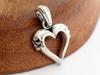 Heart Skull Open Heart Sterling Silver 925 Pendant for Women and Men
