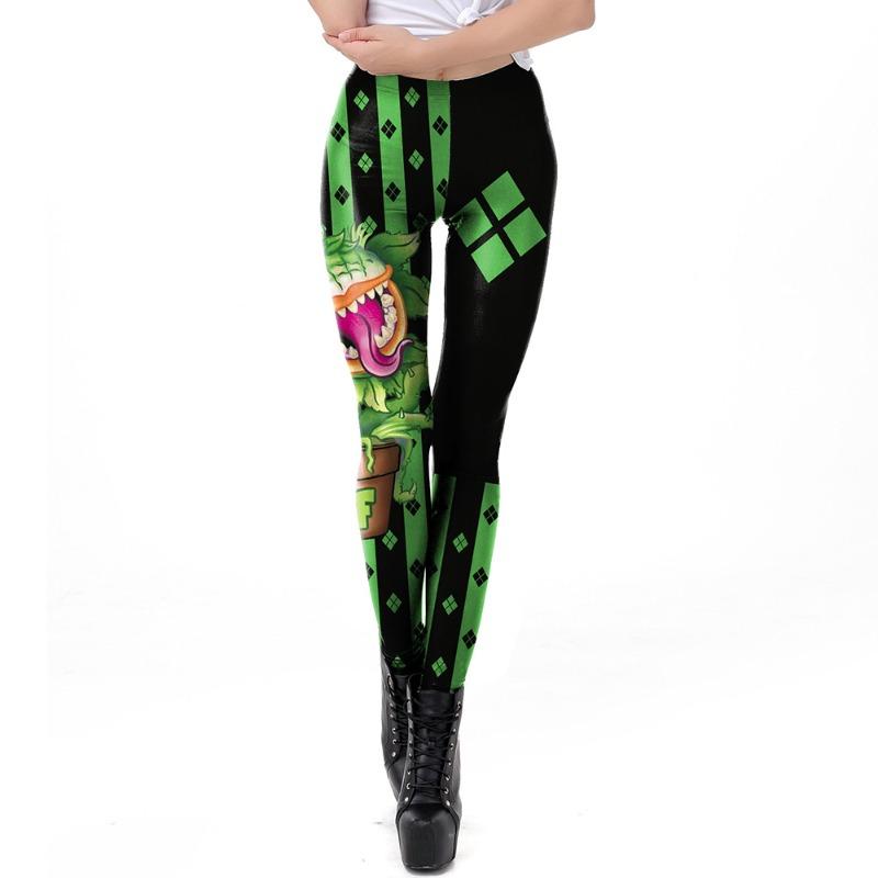New Halloween digital printed trousers, pumpkin pattern printed leggings, elastic leggings