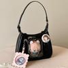 Borsa a Zaino Quadrata Carina da Donna Borsa a Mano Borsa Espositore con Tasca Trasparente Stile Giapponese Preppy Borsa a Spalla Borsa da Pendolare Monocolore