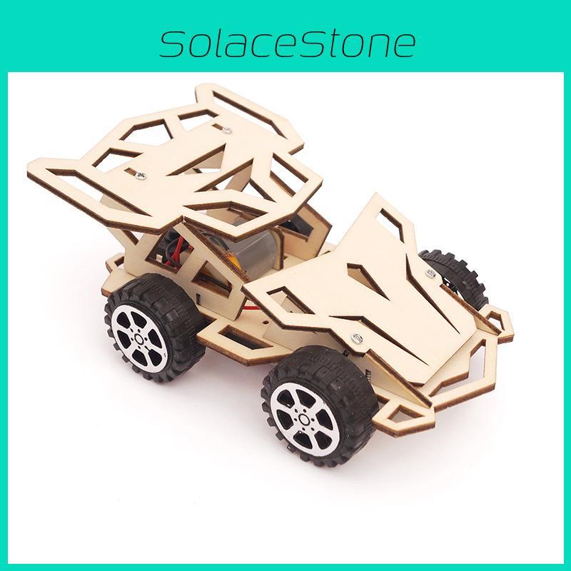 Stem Educational Diy Wooden 4wd Racing Car Science Experiment Toy For Kids Handmade Assembly