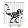 Funny Dinosaur Skeleton Shower Curtain – Black & White Design, 70x70" Polyester with Hooks, Modern Wildlife Bath Decor