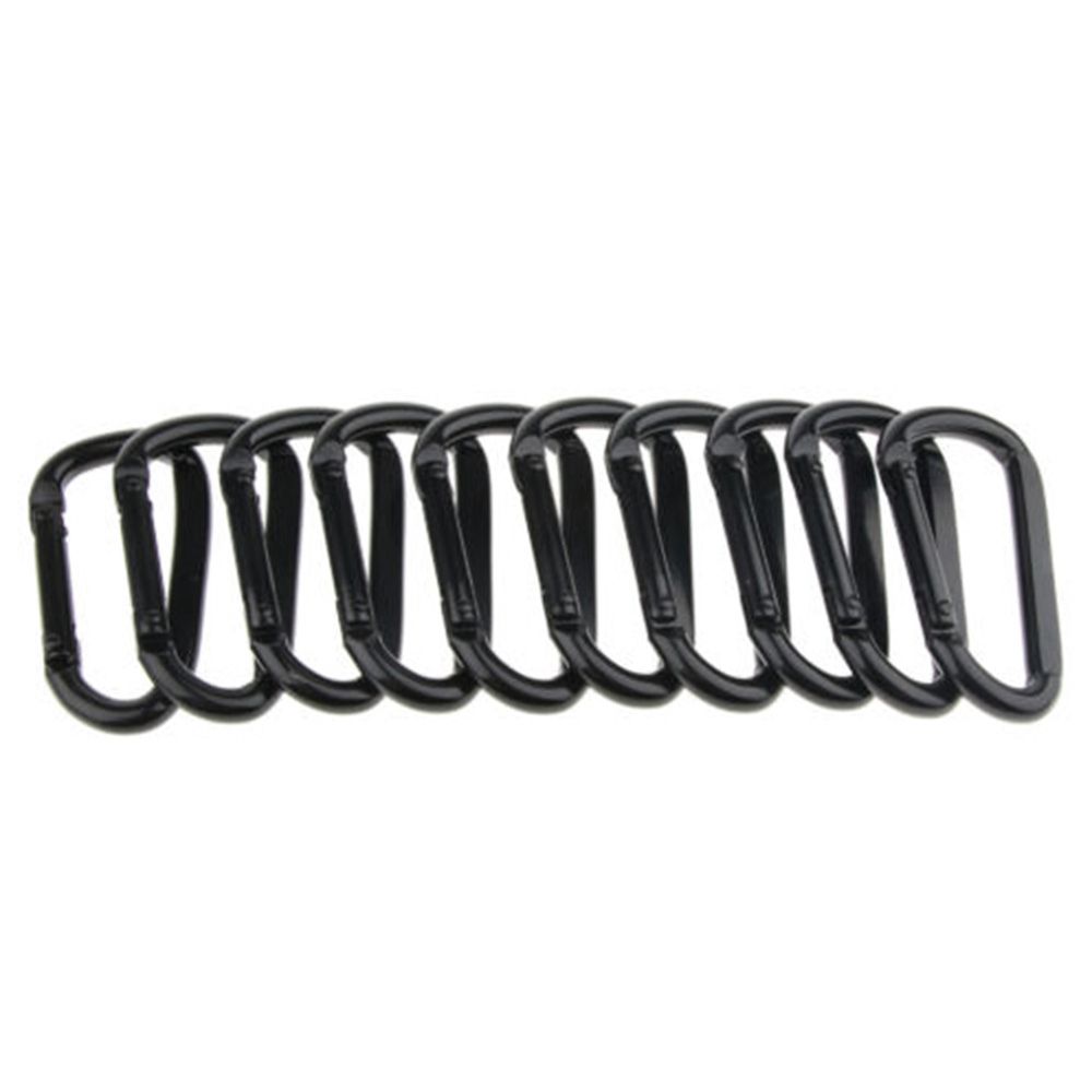 New Equipment Safety Alloy Carabiner Black Climbing Button Camping Hiking Hook Buckle Keychain