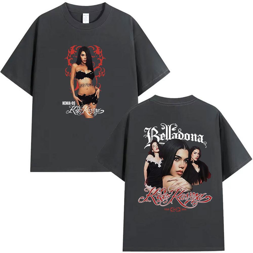 Kenia Os K De Karma Belladona Tour 2026 Graphic T Shirts Unisex Women Hip Hop Aesthetic Pop Cotton Short Sleeve Tshirt Streetwear