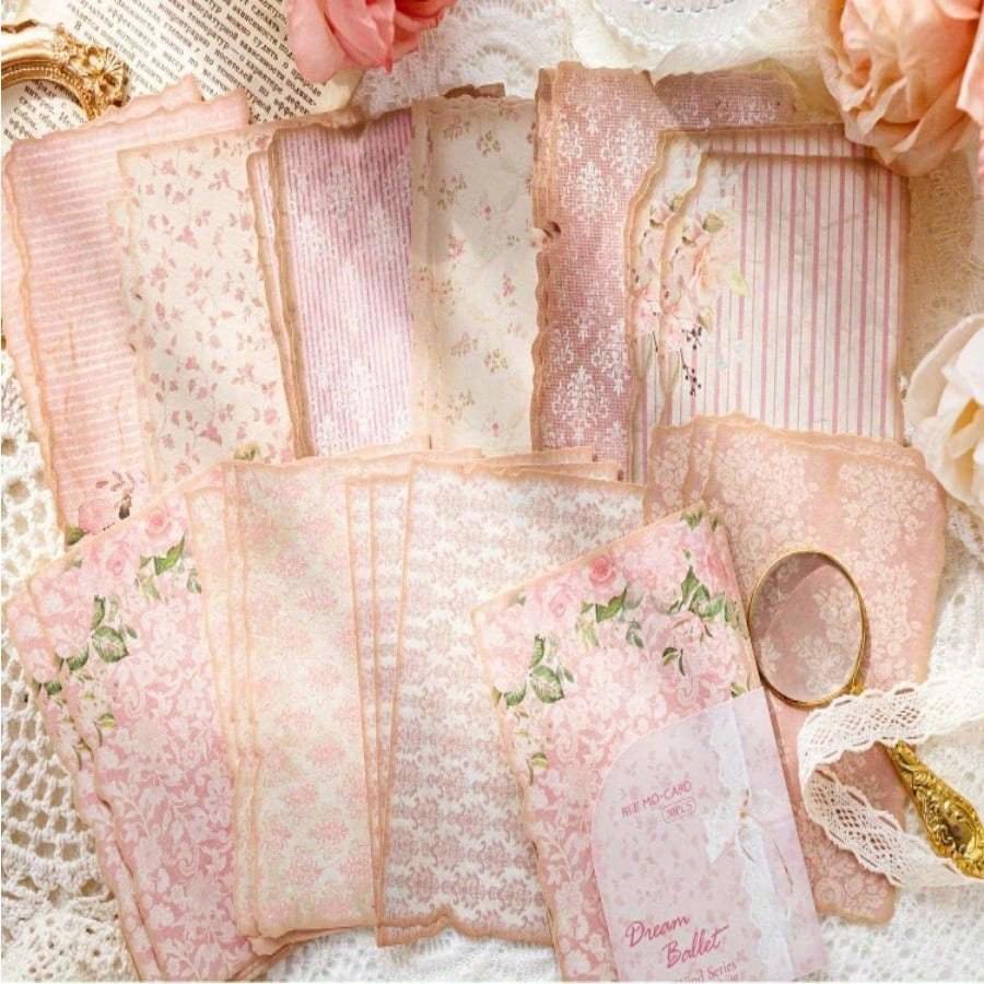 30pcs/Pack Material Paper, Gentle Style Series Retro Distressed Style Scrapbooking Diy Material Decoration Base, Non Self-Adhesive Back To School