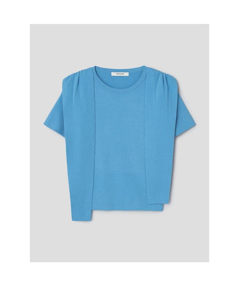 8SECONDS Layered Short Sleeve Pullover Sky Blue