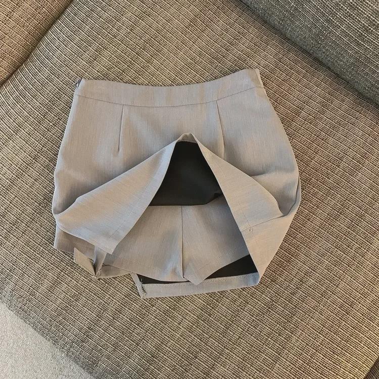 Summer Lace-Up A-Line Skirt with Irregular Slit