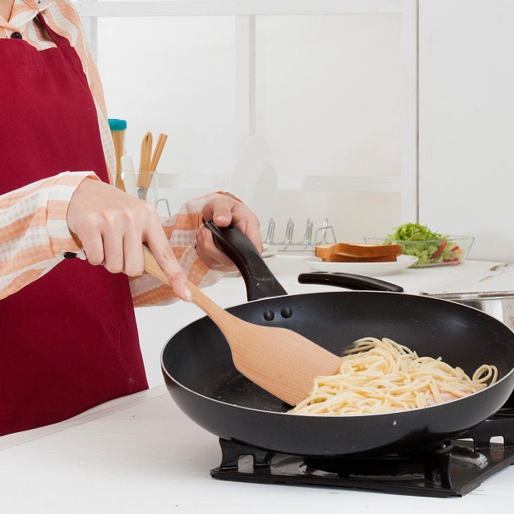 2PCS Large Size Wooden Spoons 12in Pancake Flipper Cooking Utensils Wooden Spatulas  Kitchen