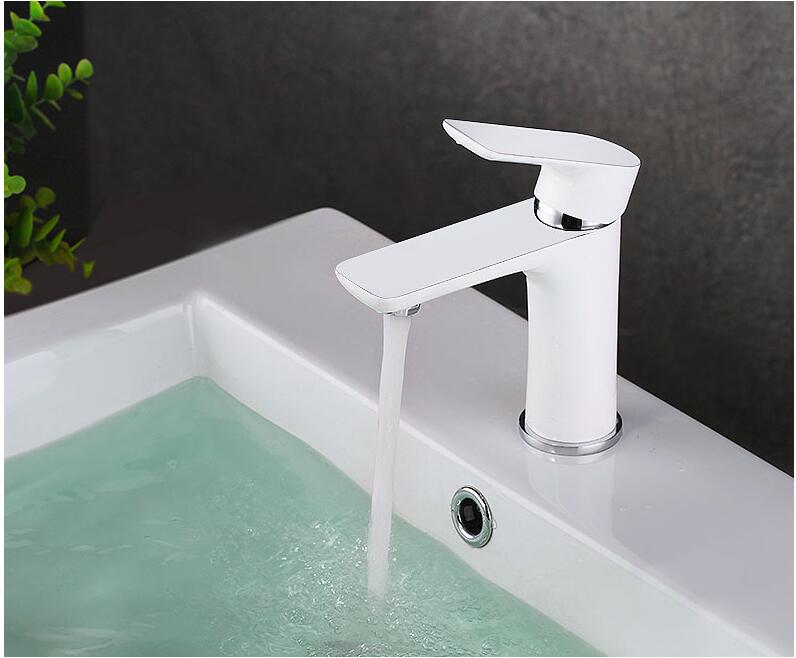 Pink Love Color Bathroom Sink Faucet hot and cold Crane Brass Basin Faucet White or black Sink Faucet Single Handle water tap