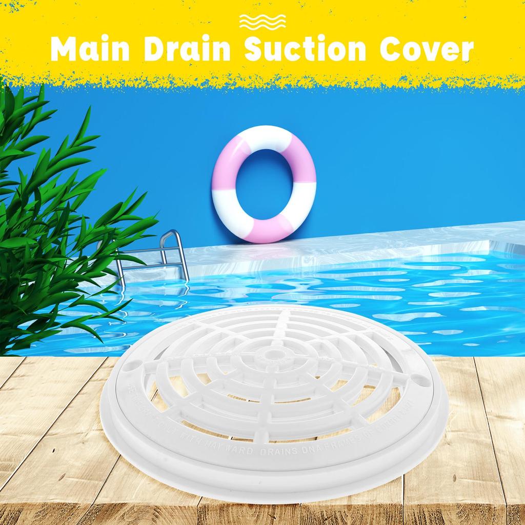 Replacement Cover Main Drain Swimming Pool Accessary with Screws White