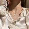 Fashionable Fashionable Women Heart Shaped Opal Chain Pendant Necklaces Shiny Aaa Cubic Zircon Temperament Necklaces Nuptial Wedding Occasion Jewelry