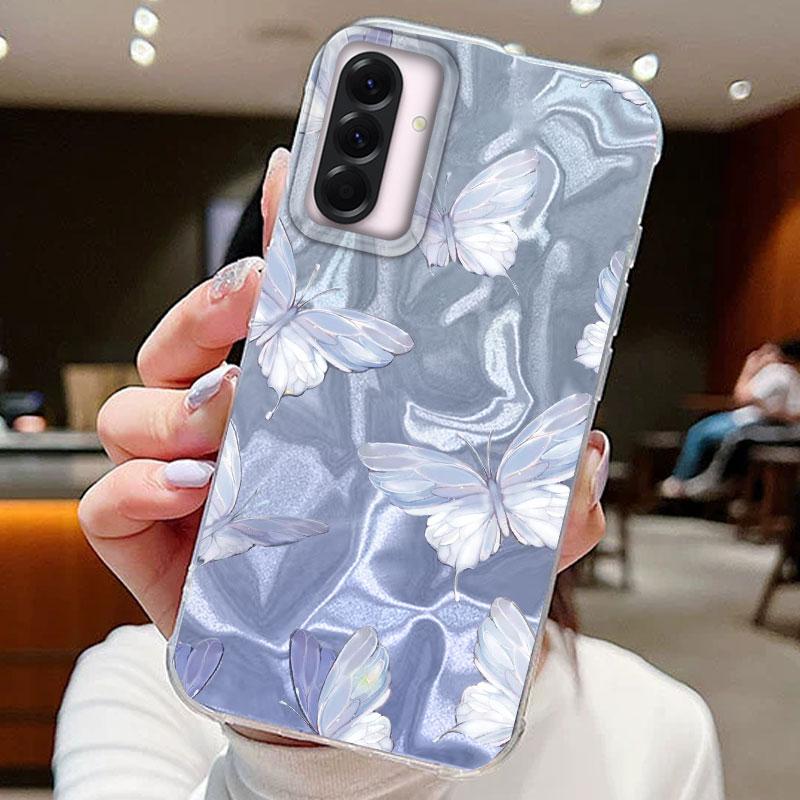 

Чехлы для телефонов с градиентом «Синяя бабочка» для Samsung Galaxy A56 A16 A26 A36 A55 A15 A14 A25 S24 S25 Силиконовый парный чехол-накладка Samsung S24 FE белый