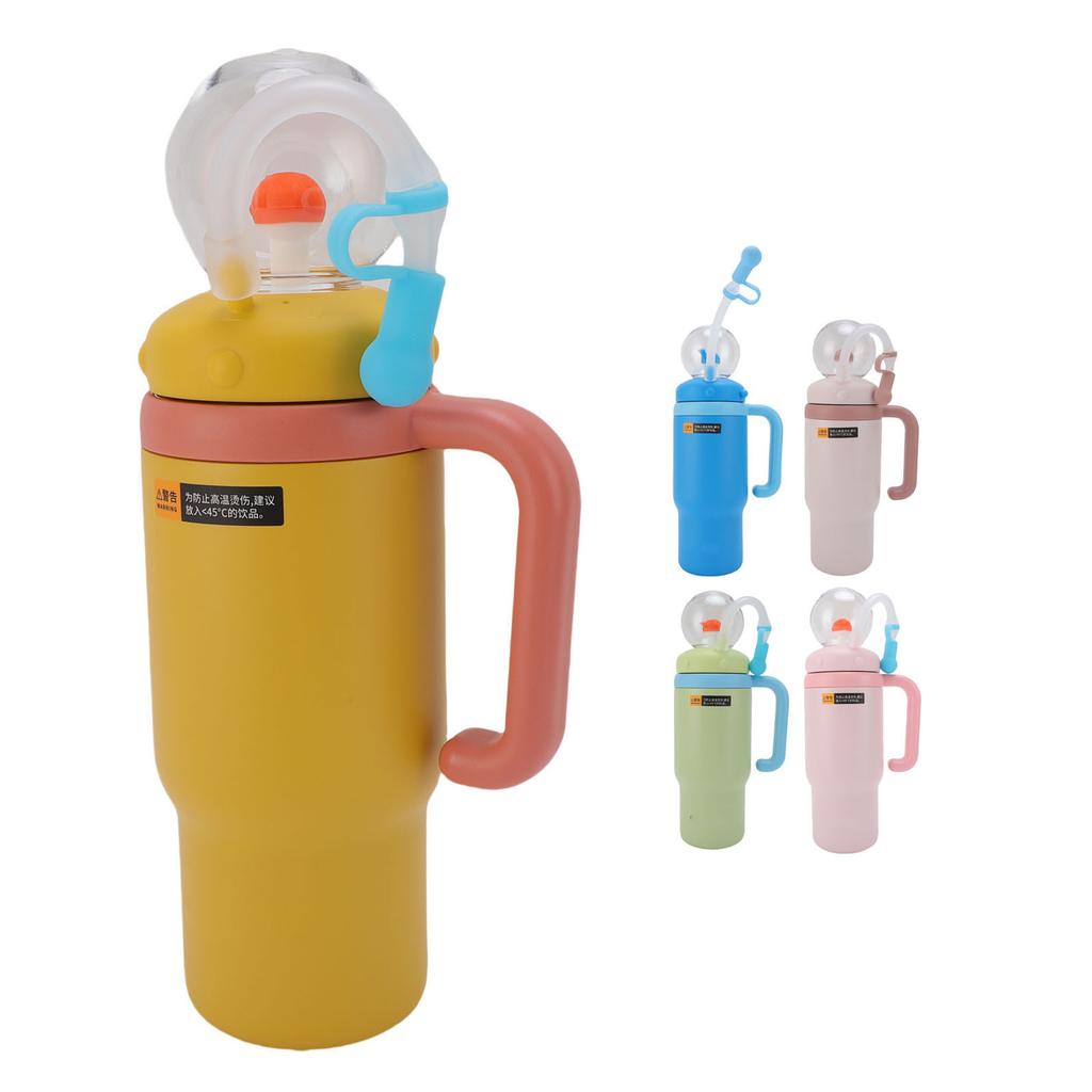 Isolierte Wasserflasche Walbrunnen Auslaufsicher Edelstahl 710ML Wasserflasche Silikonstrohhalm mit Griff für die Schule