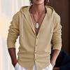 Camicia casual da uomo a tinta unita a maniche lunghe con cappuccio e cardigan con coulisse