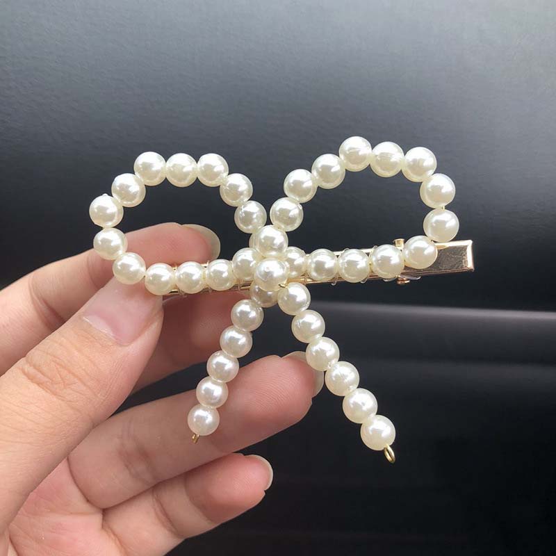 Y2K Korean White Pearl Bowknot Hairpin Hair Clips for Women Girl Elegant  Fashion Geometric Hair Barrettes Hair Accessories