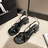 Fashion Sandals Women Summer Fashion Women's Sandals 2025 Roman Thick Middle Heel Sandales Comfort Shoes for Women Flip Flops Sandalias