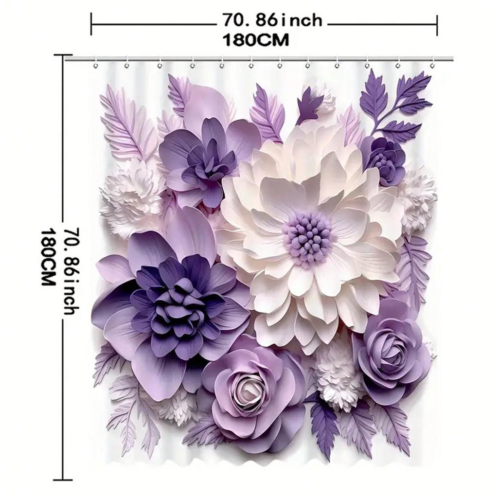 Elegant Purple Floral Shower Curtain: Embrace the Luxurious Design, Soft Fabric, and Romantic Vibes for Your Dreamy Bathroom