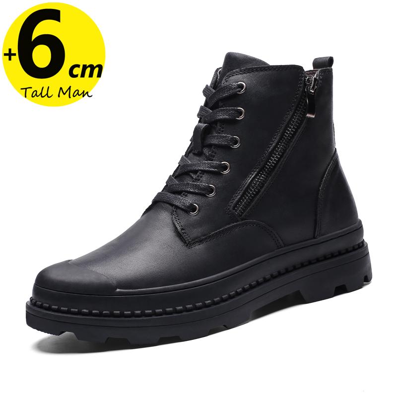 Men  Ankel Boots Height Increase Insole  6cm Man Elevator Shoes Plus Size 38-47