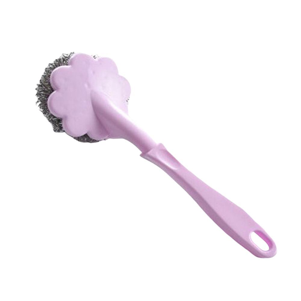 New Long Handle Cleaning Ball Oil Removal Non-stick Oil Steel Wire Ball Brush Multi-function Pot Washing Brush Kitchen Accessory