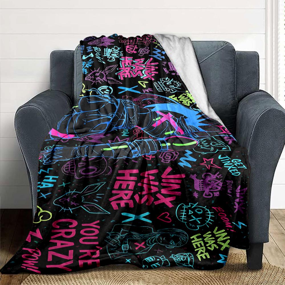 1Pc Neon Graffiti Party Blanket Soft Throw Blanket For Home Bedroom Bed Sofa Travel Office Solid Christmas Blanket